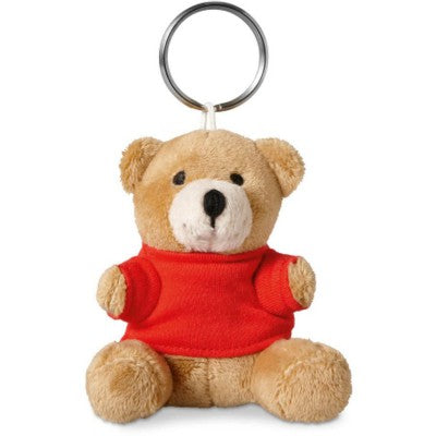 Branded Promotional TEDDY BEAR SOFT TOY KEYRING in Red Keyring From Concept Incentives.