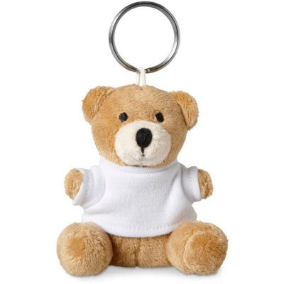 Branded Promotional TEDDY BEAR SOFT TOY KEYRING in White Keyring From Concept Incentives.