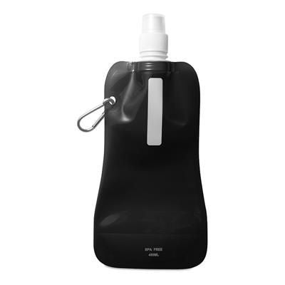 Branded Promotional FOLDING WATER BOTTLE in Black Sports Drink Bottle From Concept Incentives.