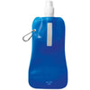 Branded Promotional FOLDING WATER BOTTLE in Translucent Blue with Aluminium Metal Carabiner Sports Drink Bottle From Concept Incentives.