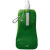 Branded Promotional FOLDING WATER BOTTLE in Translucent Green with Aluminium Metal Carabiner Sports Drink Bottle From Concept Incentives.