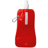 Branded Promotional FOLDING WATER BOTTLE in Translucent Red with Aluminium Metal Carabiner Sports Drink Bottle From Concept Incentives.