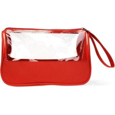 Branded Promotional TOILETRY COSMETICS BAG in Red Cosmetics Bag From Concept Incentives.