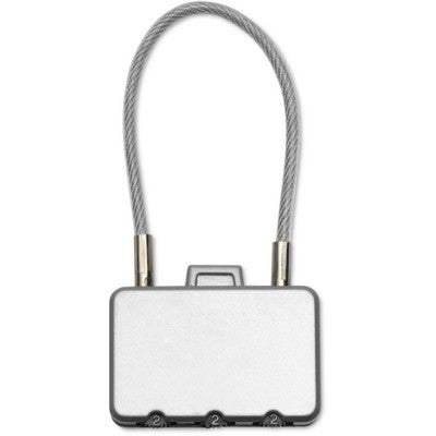 Branded Promotional SUITCASE TRAVEL PADLOCK in Silver Lock From Concept Incentives.