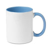 Branded Promotional CERAMIC POTTERY MUG in White and Blue Mug From Concept Incentives.