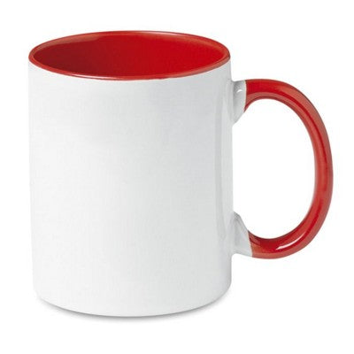 Branded Promotional CERAMIC POTTERY MUG in White and Red Mug From Concept Incentives.