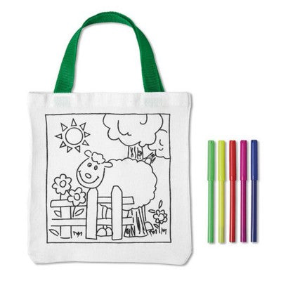 Branded Promotional COTTON TOTE BAG with 5 Colouring Pen Bag From Concept Incentives.