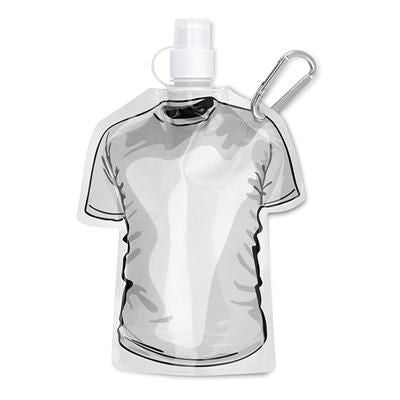 Branded Promotional TEE SHIRT SHAPE FOLDING WATERBOTTLE in White Sports Drink Bottle From Concept Incentives.