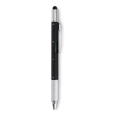 Branded Promotional LEVEL PEN with Ruler & Stylus in Black Pen From Concept Incentives.