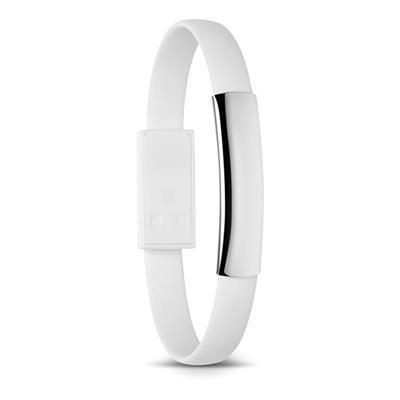 Branded Promotional SILICON BRACELET CABLE with Micro USB in White Memory Stick USB From Concept Incentives.