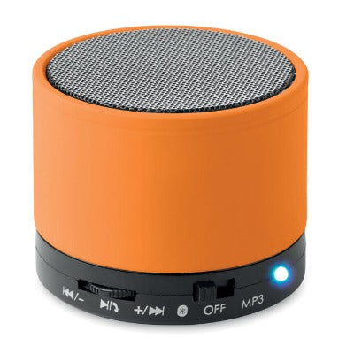 Branded Promotional BLUETOOTH SPEAKER in Abs with Rubber Finish & LED Light Indication in Orange Speakers From Concept Incentives.