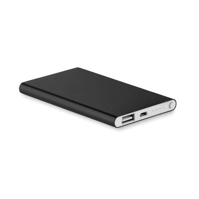 Branded Promotional ALUMINIUM POWERBANK 4000 MAH in Black from Concept Incentives