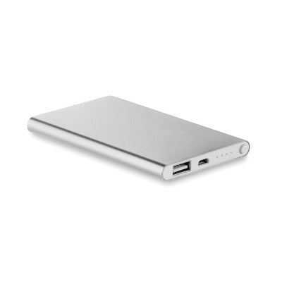 Branded Promotional ALUMINIUM POWERBANK 4000 MAH in Silver from Concept Incentives