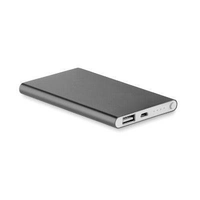 Branded Promotional ALUMINIUM POWERBANK 4000 MAH in Titanium from Concept Incentives