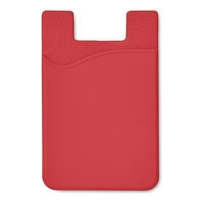 Branded Promotional SILICON CARDHOLDER FOR PHONE with 3m Tape in Red Mobile Phone Case From Concept Incentives.