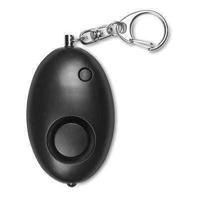 Branded Promotional MINI PERSONAL ALARM with Keyring in Black Alarm From Concept Incentives.