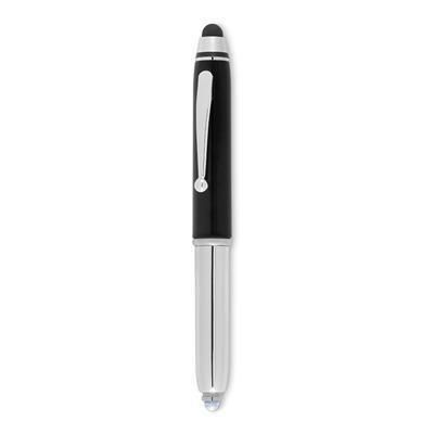 Branded Promotional STYLUS PEN with Torch in Black Pen From Concept Incentives.