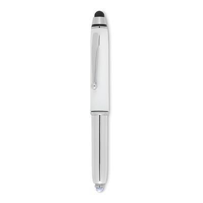 Branded Promotional STYLUS PEN with Torch in White Pen From Concept Incentives.