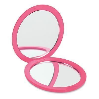 Branded Promotional DOUBLE SIDE MIRROR with Rubber Finish in Fuchsia Mirror From Concept Incentives.