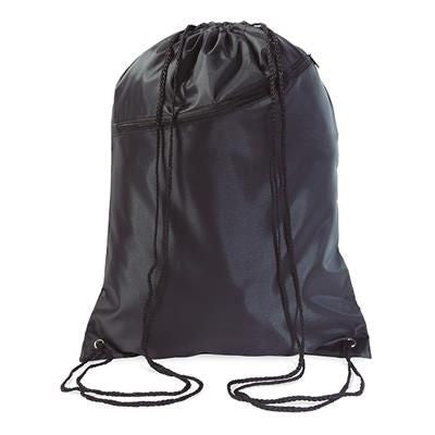 Branded Promotional LARGE POLYESTER DRAWSTRING BAG in Black Bag From Concept Incentives.