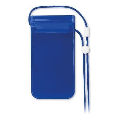 Branded Promotional MOBILE WATERPROOF POUCH in Clear Transparent Blue Mobile Phone Case From Concept Incentives.