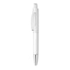 Branded Promotional PLASTIC PEN with Shiny Tip in Clear Transparent White Pen From Concept Incentives.