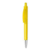 Branded Promotional PLASTIC PEN with Shiny Tip in Clear Transparent Yellow Pen From Concept Incentives.