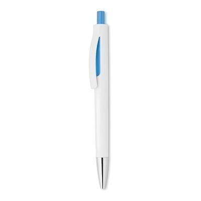 Branded Promotional PLASTIC PEN with Shiny Tip in Turquoise Pen From Concept Incentives.