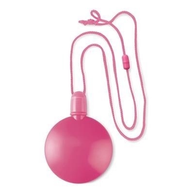 Branded Promotional ROUND BUBBLE BLOWER with Hanger Safetycord in Fuchsia Bubble Blower From Concept Incentives.