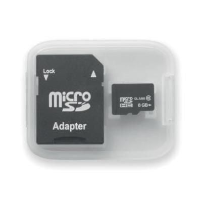 Branded Promotional MICRO SD CARD 8GB with Sd Adapter in Clear Transparent Memory Card From Concept Incentives.