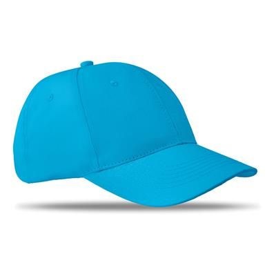 Branded Promotional 6 PANEL STRUCTURED CAP in Turquoise Baseball Cap From Concept Incentives.