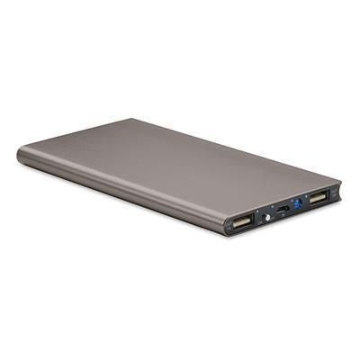 Branded Promotional POWERFLAT8 POWER BANK 8000 MAH in Titanium Charger From Concept Incentives.
