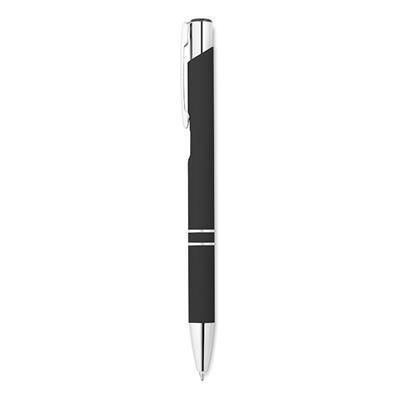 Branded Promotional AOSTA PUSH BUTTON BALL PEN in Black Pen From Concept Incentives.