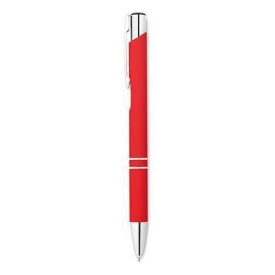 Branded Promotional AOSTA PUSH BUTTON BALL PEN in Red Pen From Concept Incentives.
