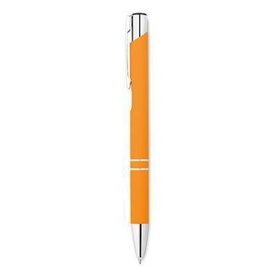 Branded Promotional AOSTA PUSH BUTTON BALL PEN in Orange Pen From Concept Incentives.