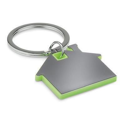 Branded Promotional IMBA HOUSE SHAPE STAINLESS STEEL METAL AND ABS PLASTIC KEYRING in Lime Keyring From Concept Incentives.