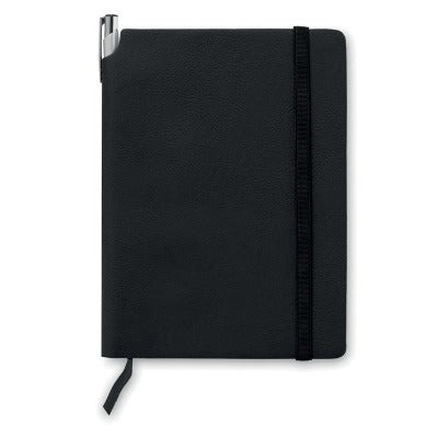 Branded Promotional A5 NOTE BOOK with Soft PU Cover in Black from Concept Incentives