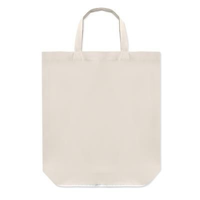 Branded Promotional FOLDING SHOPPER TOTE BAG in 100gram Cotton with Short Handles Bag From Concept Incentives.