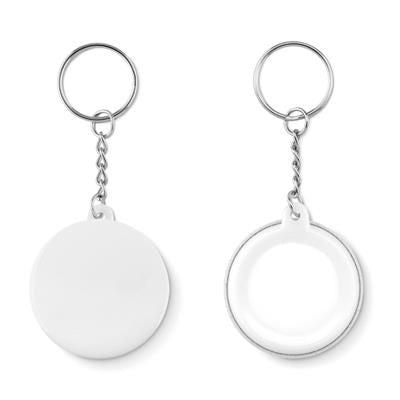 Branded Promotional KEYRING PIN BUTTON with Paper Inlay Keyring From Concept Incentives.