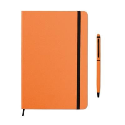 Branded Promotional A5 NOTE BOOK SET INCLUDING STYLUS in Matching Colour Pen From Concept Incentives.