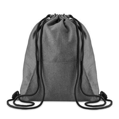 Branded Promotional DRAWSTRING BAG in Two Tone Fleece Fabric with Front Pocket Bag From Concept Incentives.