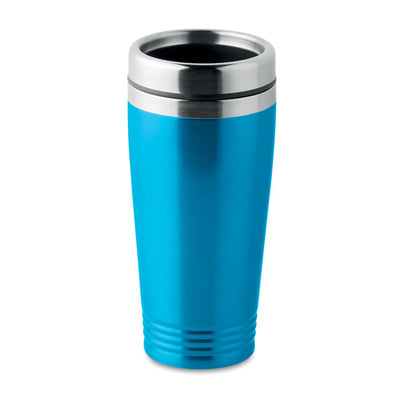 DOUBLE WALL STAINLESS STEEL METAL TRAVEL CUP with Black Pp Lid
