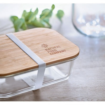 Branded Promotional GLASS LUNCH BOX with Bamboo Lid from Concept Incentives