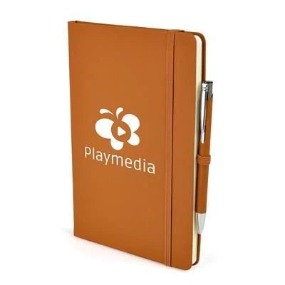Branded Promotional 2-IN-1 A5 MOLE NOTEBOOK & PEN in Amber Jotter From Concept Incentives.