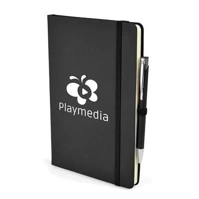 Branded Promotional 2-IN-1 A5 MOLE NOTEBOOK & PEN in Black Jotter From Concept Incentives.