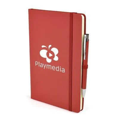 Branded Promotional 2-IN-1 A5 MOLE NOTEBOOK & PEN in Red Jotter From Concept Incentives.