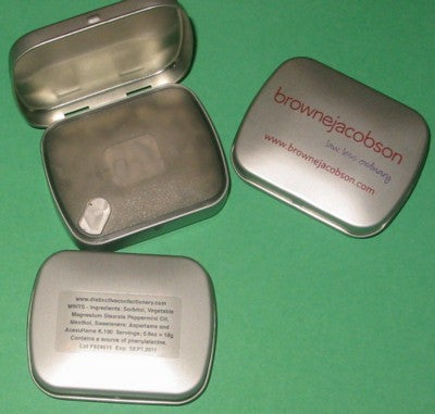 Branded Promotional MATT SILVER MINTS TIN Mints From Concept Incentives.