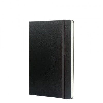 Branded Promotional MYNO CLASSIC A5 LEATHERTEX NOTE BOOK in Black Jotter From Concept Incentives.