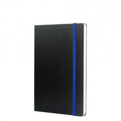 Branded Promotional MYNO CLASSIC A5 LEATHERTEX NOTE BOOK in Blue Jotter From Concept Incentives.