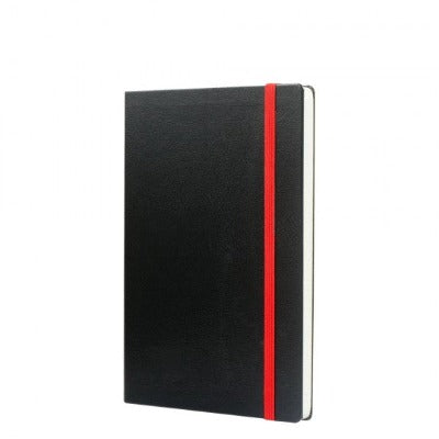 Branded Promotional MYNO CLASSIC A5 LEATHERTEX NOTE BOOK in Red Jotter From Concept Incentives.